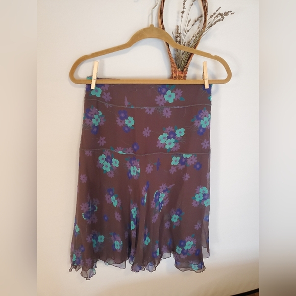Nougat London A-Line Skirt - Brown with Blue and Green Floral - Picture 5 of 10